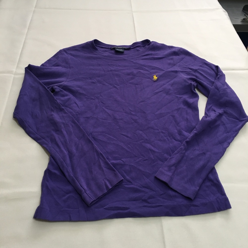 Ralph Lauren Sport Long Sleeve Shirt Womens Large Purple Embroidered Logo